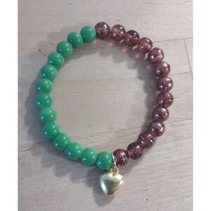 The "Verdant Heart" Stretch Bracelet – Forest Green & Radiant Amber Glass